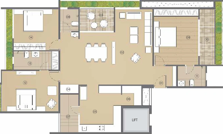 3 BHK Flat in Pramukh Vivanta in Vesu, Surat - Image 465322