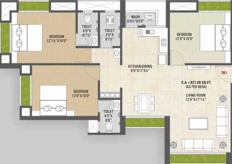 3 BHK Flat in Satyam Heights in Dabholi, Surat - Image 465400
