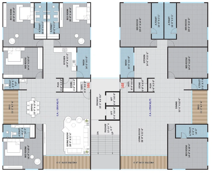 Floor Plan of The Polaris Avenue in Vesu, Surat - Image 35384
