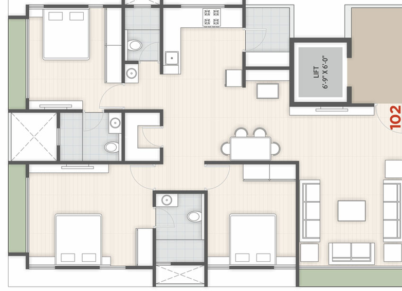 3 BHK Flat in Aagam Heights in Bhimrad, Surat - Image 465669