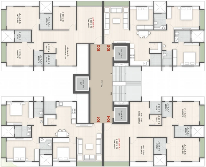 Floor Plan of Aagam Heights in Bhimrad, Surat - Image 35420