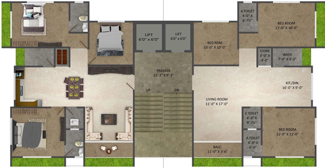 Floor Plan of Dwarkesh Eden Hills in Mota Varachha, Surat - Image 108762