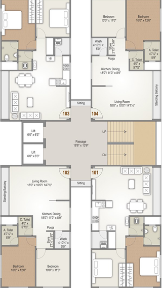 Floor Plan of Rameshwaram Keshav Heights in Althan, Surat - Image 35513