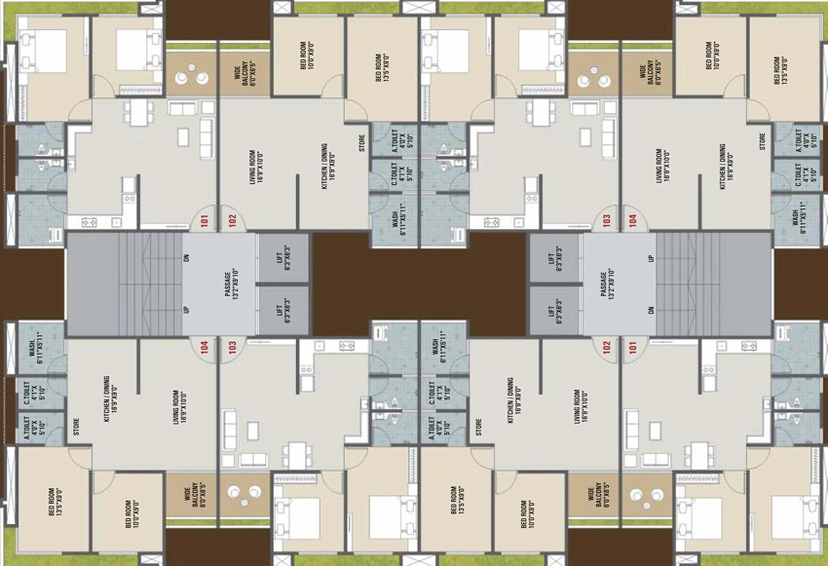 Floor Plan of Unison Raj Shailee - 2 in Mota Varachha, Surat - Image 35721