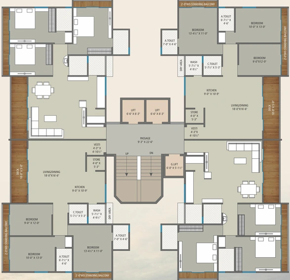 Floor Plan of Universal Bilvam Regency in Palanpur, Surat - Image 405