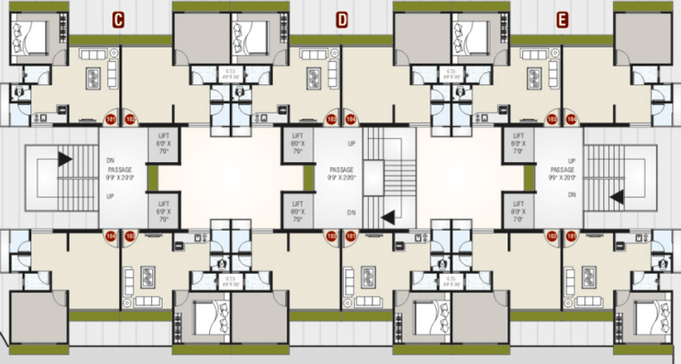 Floor Plan of Ashirwad Heights in Amroli, Surat - Image 99532