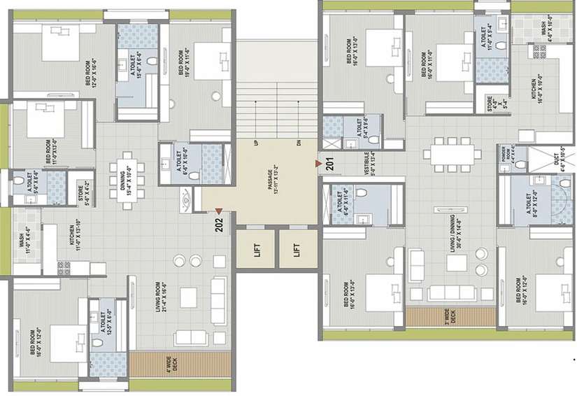 Floor Plan of Avadh Ercole in Vesu, Surat - Image 390
