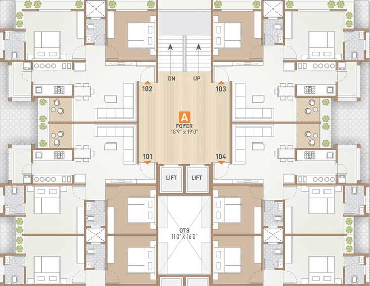 Floor Plan of Shree Suraj Residency in Vavol, Gandhinagar - Image 28650