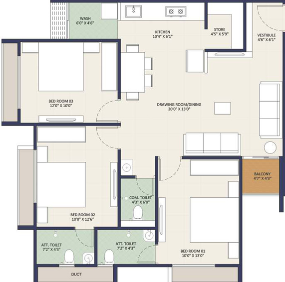 3 BHK Flat in Satyamev Royal 5 in Pethapur, Gandhinagar - Image 455619