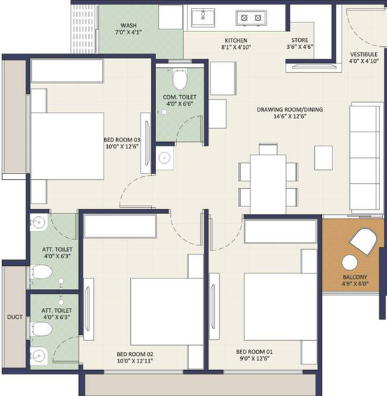 3 BHK Flat in Satyamev Royal 5 in Pethapur, Gandhinagar - Image 455618