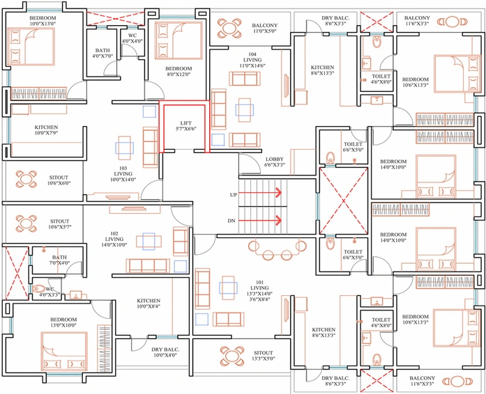 Floor Plan of RKD Milestone in Baner, Pune - Image 25483
