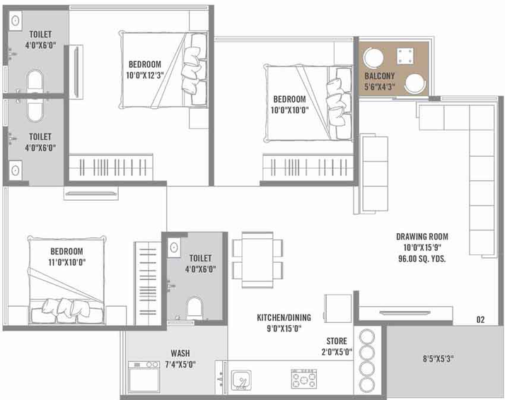 3 BHK Flat in Siddharth Haven in Vavol, Gandhinagar - Image 455726