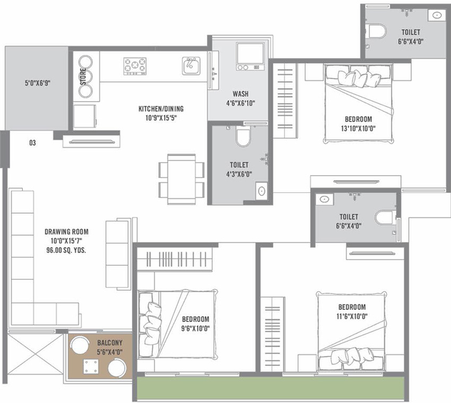 3 BHK Flat in Siddharth Haven in Vavol, Gandhinagar - Image 455727