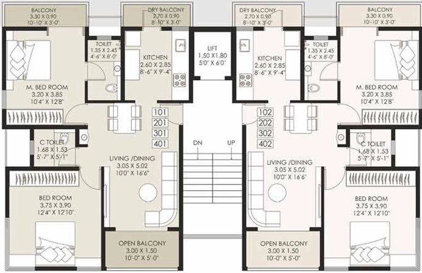 Floor Plan of Vighnaharta Amber Apartment in Baner, Pune - Image 25584