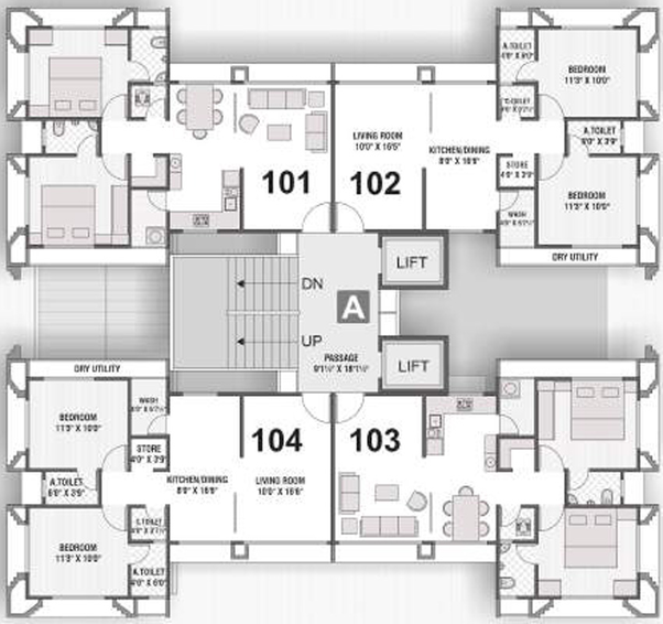 Floor Plan of NDW Water Lily in Katargam, Surat - Image 99806