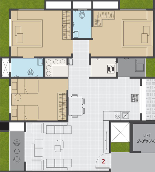 3 BHK Flat in Tirth Heritage in Mota Varachha, Surat - Image 470297