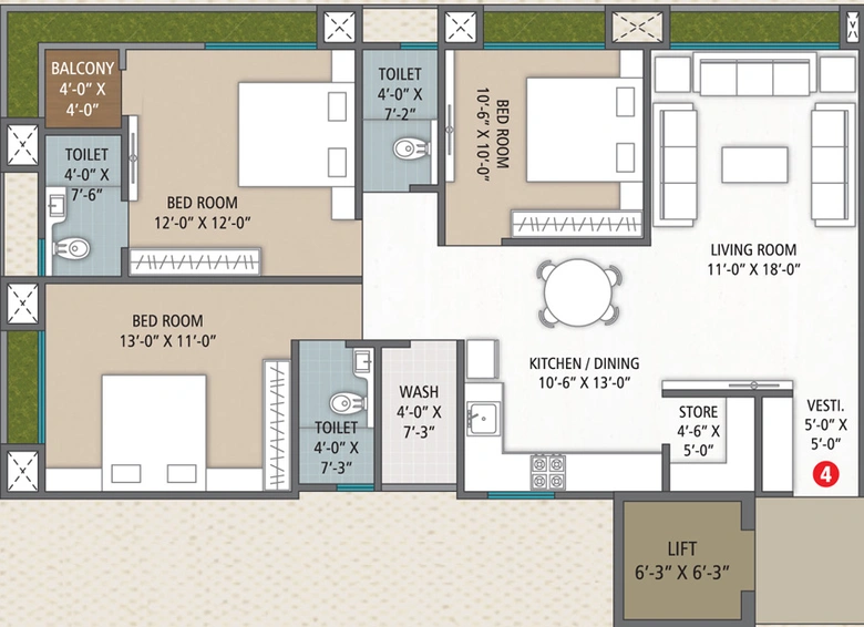 3 BHK Flat in Arham Veer Swastik Heights in Pal, Surat - Image 470313