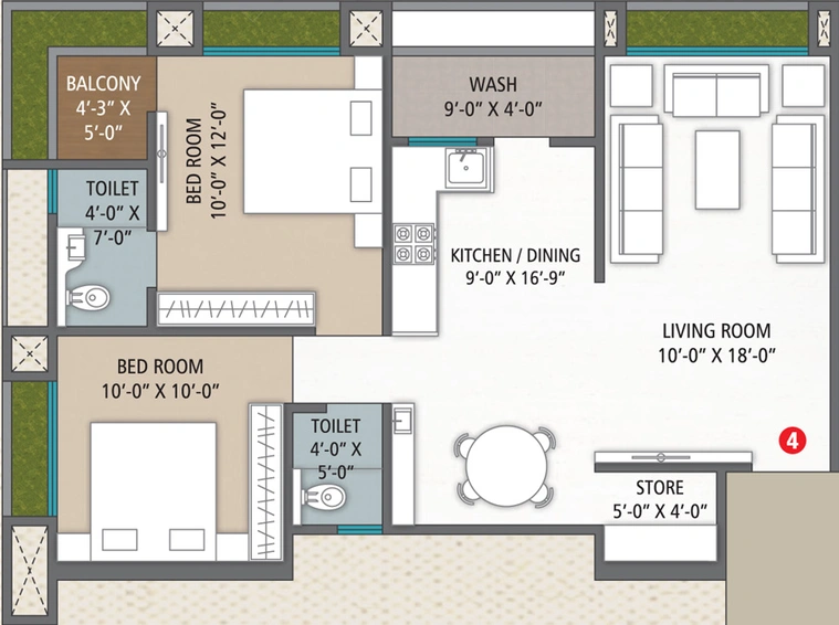2 BHK Flat in Arham Veer Swastik Heights in Pal, Surat - Image 470312