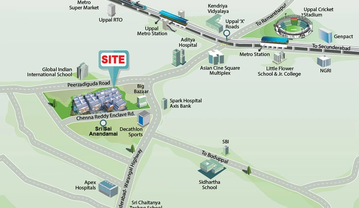 Location of Sri Sai Soukya in Uppal, Hyderabad - Image 55815
