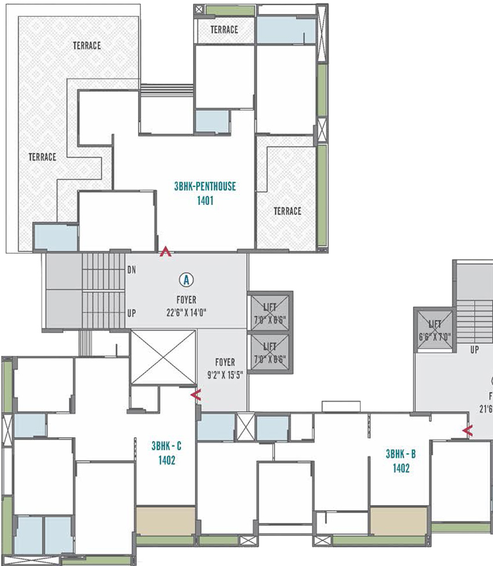 Floor Plan of Om Beryl Sky in Kudasan, Gandhinagar - Image 28917