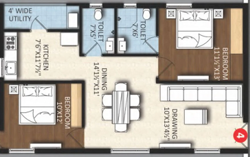 2 BHK Flat in Riddhi Pramukh Elegance in Kompally, Hyderabad - Image 510830