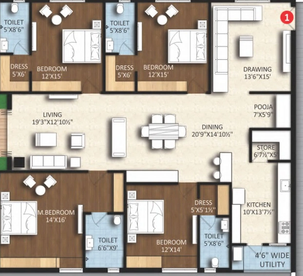 4 BHK Flat in Riddhi Pramukh Elegance in Kompally, Hyderabad - Image 510832