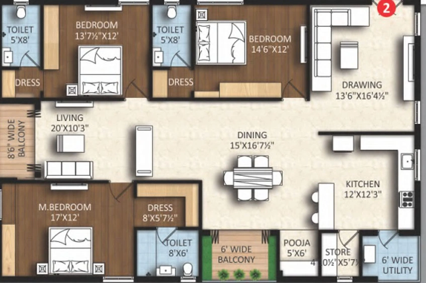 3 BHK Flat in Riddhi Pramukh Elegance in Kompally, Hyderabad - Image 510831