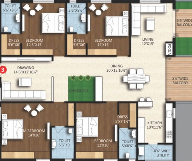 4 BHK Flat in Riddhi Pramukh Elegance in Kompally, Hyderabad - Image 510833