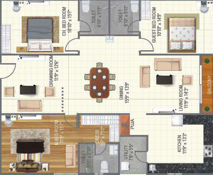 3 BHK Flat in Risinia Skyon in Bachupally, Hyderabad - Image 511128