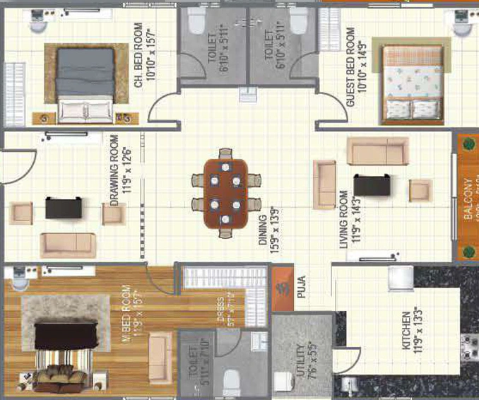 3 BHK Flat in Risinia Skyon in Bachupally, Hyderabad - Image 511129