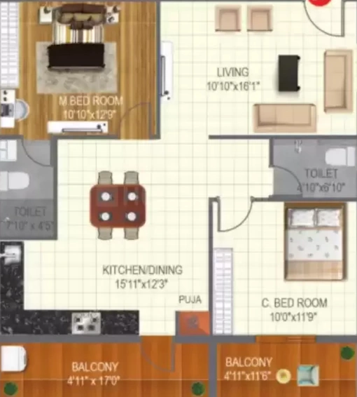 2 BHK Flat in Risinia Skyon in Bachupally, Hyderabad - Image 511126