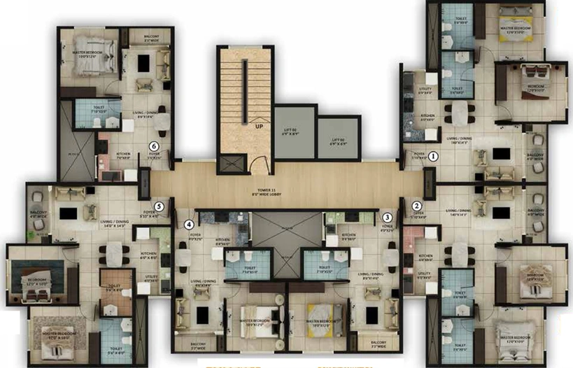 Floor Plan of Sattva Misty Charm in Kanakapura, Bangalore - Image 43600