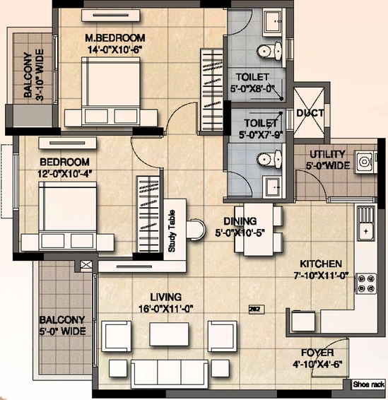 2 BHK Flat in Ajmera Lakeside Paradise in Yelahanka, Bangalore - Image 778178