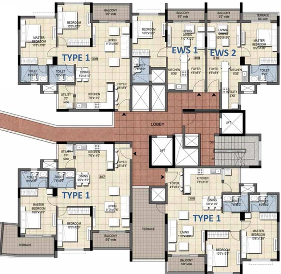Floor Plan of Ajmera Nucleus in Electronic City, Bangalore - Image 43706