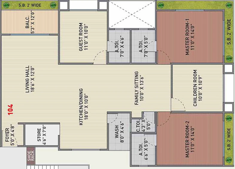 4 BHK Flat in Pioneer Luxury in Bhimrad, Surat - Image 470497