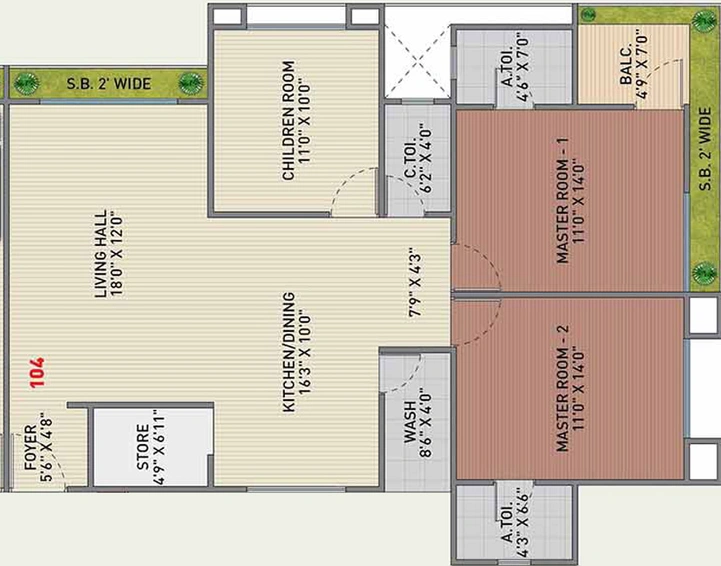 3 BHK Flat in Pioneer Luxury in Bhimrad, Surat - Image 470496