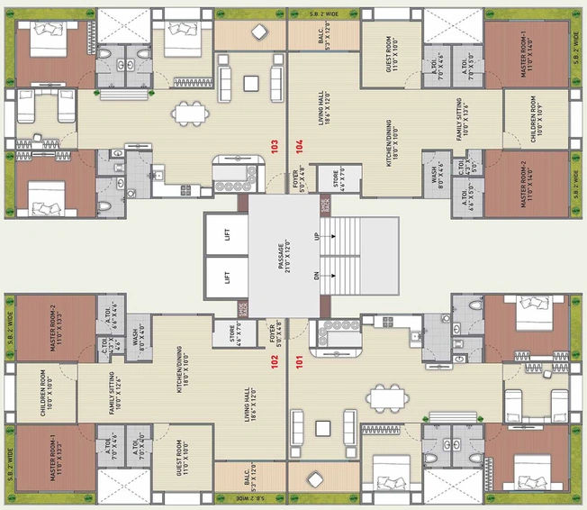 Floor Plan of Pioneer Luxury in Bhimrad, Surat - Image 38387