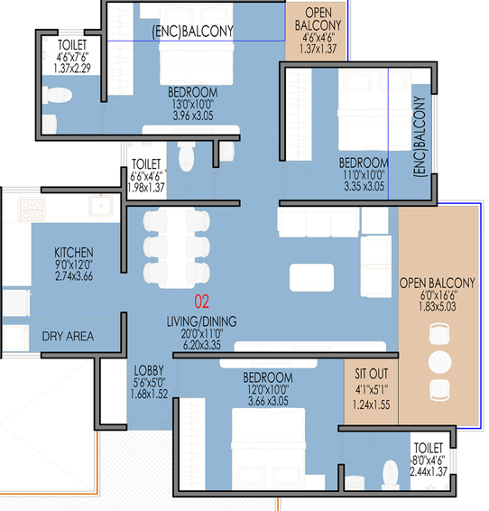 3 BHK Flat in Vishal Leela Heights in Wakad, Pune - Image 425430