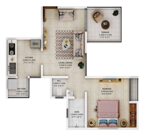 1 BHK Flat in Divine Palm Springs in Wakad, Pune - Image 425465