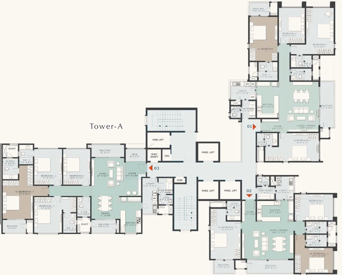 Floor Plan of DNR Highline in Rajajinagar, Bangalore - Image 44976