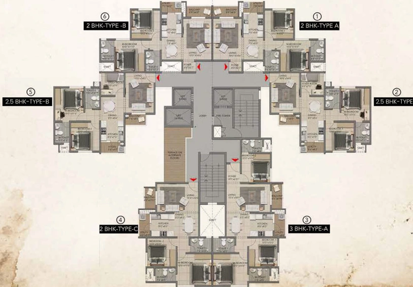 Floor Plan of Shriram The Poem in Jalahalli, Bangalore - Image 45447