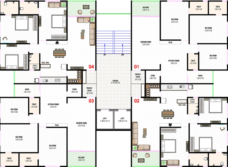 Floor Plan of Kesar Empire in Nikol, Ahmedabad - Image 32403