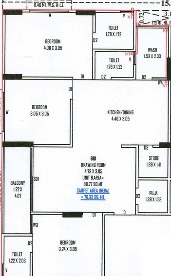 3 BHK Flat in Satvam Antrix in Vastral, Ahmedabad - Image 460723