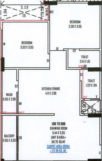 2 BHK Flat in Satvam Antrix in Vastral, Ahmedabad - Image 460722