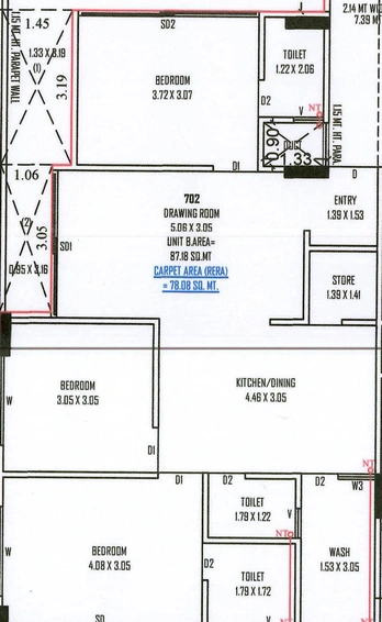 3 BHK Flat in Satvam Antrix in Vastral, Ahmedabad - Image 460724
