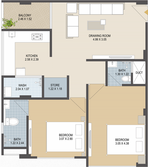 2 BHK Flat in Aman MS Landmark in Dani Limda, Ahmedabad - Image 460766