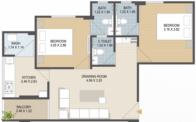 2 BHK Flat in Aman MS Landmark in Dani Limda, Ahmedabad - Image 460765