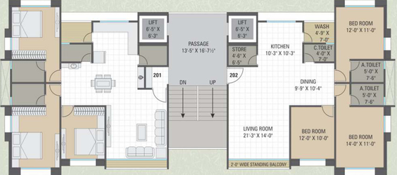 Floor Plan of Green Palms in Adajan, Surat - Image 38577