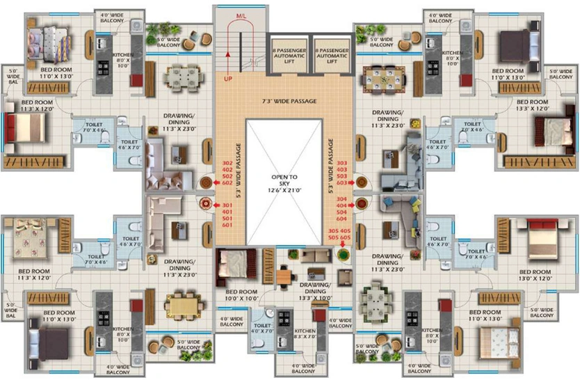 Floor Plan of Maharshee Square Apartment in Manish Nagar, Nagpur - Image 10237