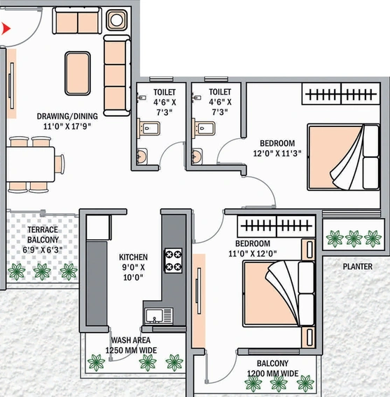 2 BHK Flat in Nanis Vedant Beryl in Sonegaon, Nagpur - Image 420535